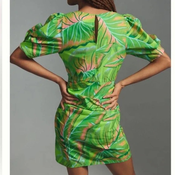 Tropical Green Leaf Print Dress - Picture 3 of 7